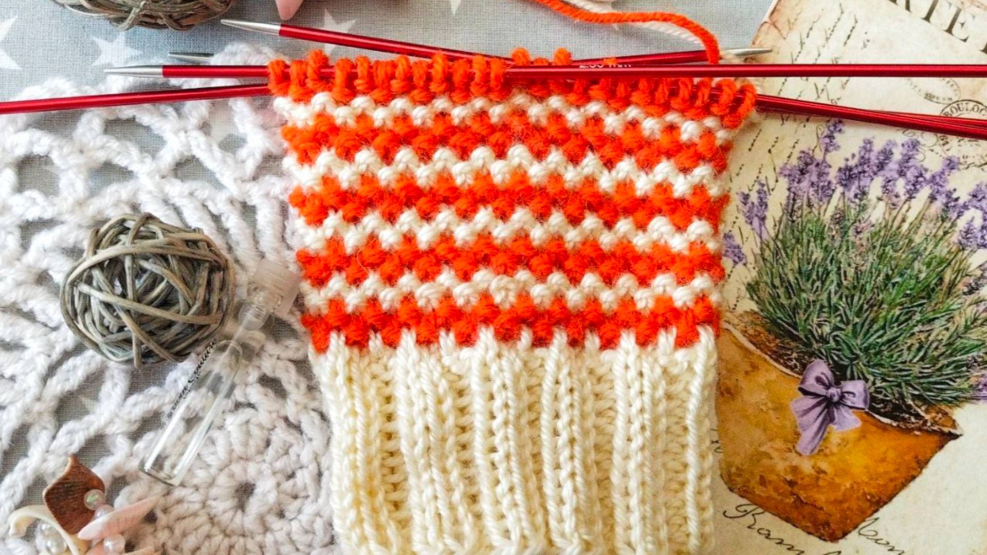 Ленивый жаккард / теплый уютный узор для носочков. смотреть онлайн