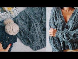 КАРДИГАН С КОСАМИ НА ПУГОВИЦАХ/ БЕСПЛАТНЫЕ МК В Telegram