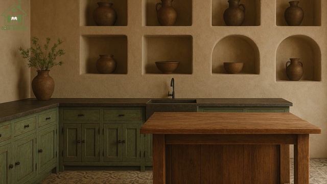 Интерьер и декор кухни в деревенском стиле в коричневых тонах  (5)