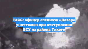 ТАСС: офицер спецназа «Дозор» уничтожен при отступлении ВСУ из района Тихого