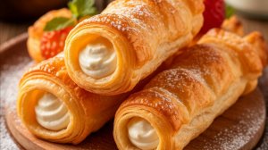 Слоёные трубочки с белковым кремом