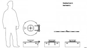 Палубный люк G. Чертёж. Deck hatch G. Drawings.