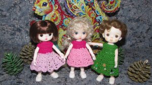 Вязаные наряды на шарнирных кукол 16 см (bjd 16 sm). Предновогодний показ "Рождественская Сказка"