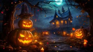 Autumn Village Halloween Ambience Cozy Fire Night Nature Sound And Relaxing Halloween Music