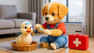 Мультики для детей, собачка помогает утёнку, мультфильм детям