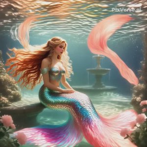 Русалочка у фонтана