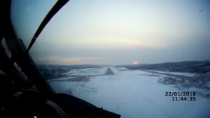 Мурманск Посадка из кабины Ту-134 .