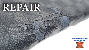 Реставрация канвы на крышке мужской сумки Louis Vuitton