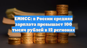 ЕМИСС: в России средняя зарплата превышает 100 тысяч рублей в 12 регионах