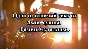 Одно из отличий сект от aхли-сунны _ Рамин Муталлим..