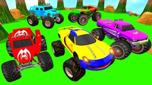 Человек-паук и забавные мультики с цветными мини-монстр-траки для гонок. Забавные мультики для детей