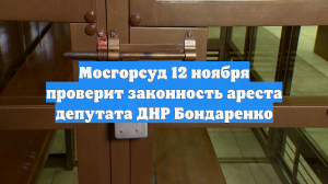Мосгорсуд 12 ноября проверит законность ареста депутата ДНР Бондаренко