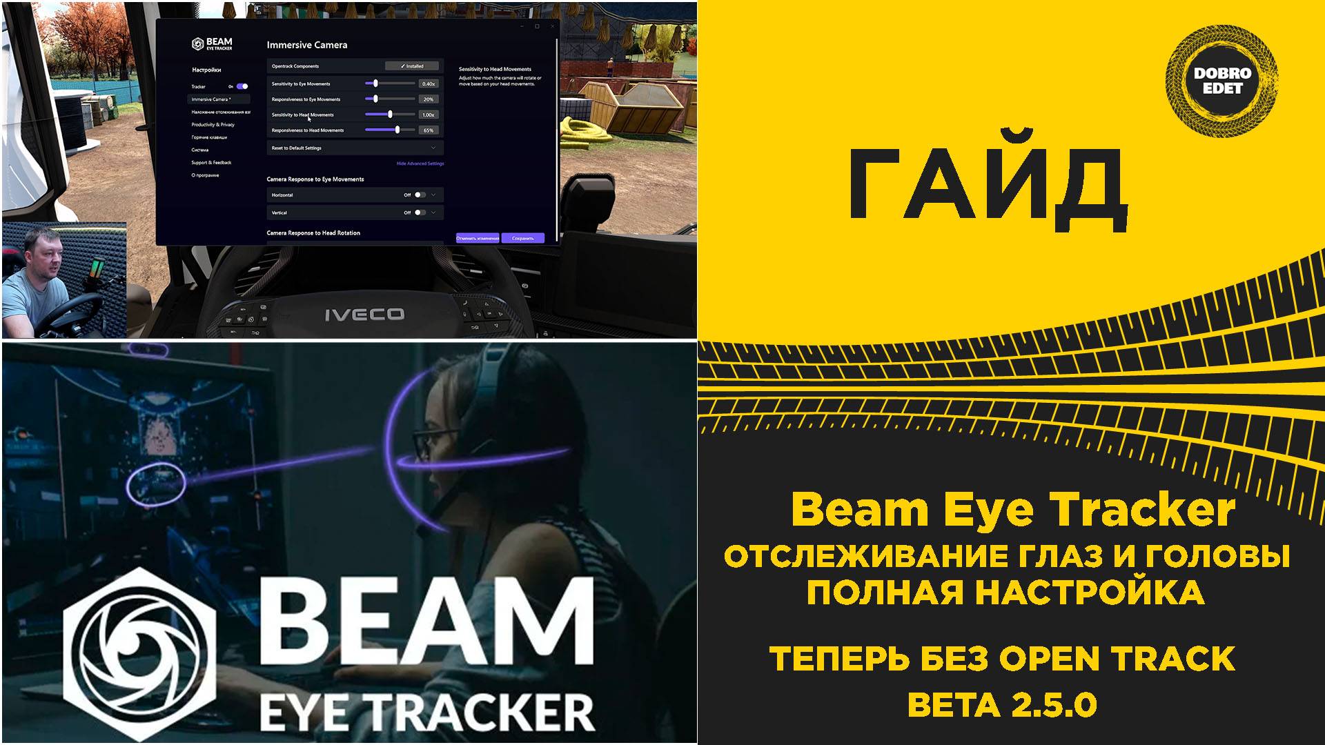 Beam Eye Tracker - ПОЛНАЯ НАСТРОЙКА ОТСЛЕЖИВАНИЯ ГОЛОВЫ И ГЛАЗ ДЛЯ ETS2 смотреть онлайн