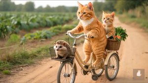 😹Мама кошечка со своим маленьким сыночком спасают бедненького ежика🔥