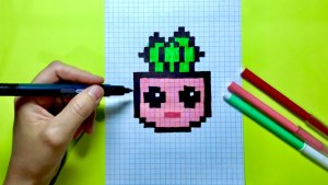 Как рисовать кактус  по клеточкам 🌵 Рисунки по клеточкам #пикселька