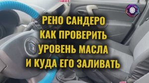 Как проверить уровень масла. Как залить масло и где находится масляный фильтр. Рено Сандеро / Логан