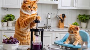 😹Мама кошечка со своим маленьким сыночком собирают виноград и готовит вкусный пирог🔥