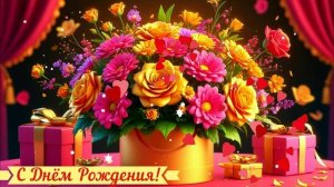 С Днём Рождения! Поздравление КРАСИВАЯ Открытка Видео