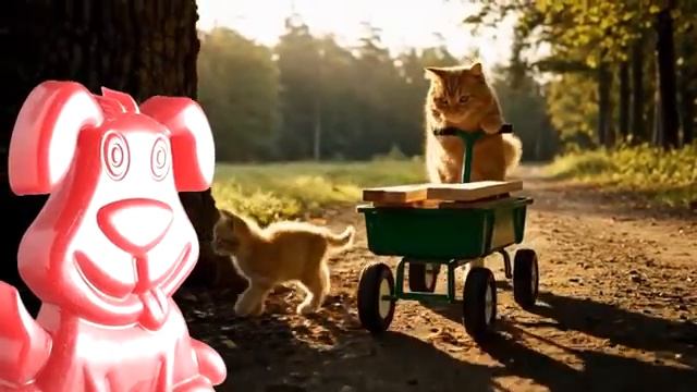 Папа и дочка рыжие котики Желейный пёс Стасик в гостях у кошачьего семейства смотреть онлайн