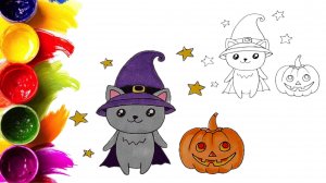 Рисуем кота в шляпе Хеллоуин