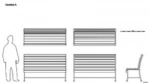 Скамейка A. Чертёж. Bench A. Drawings.