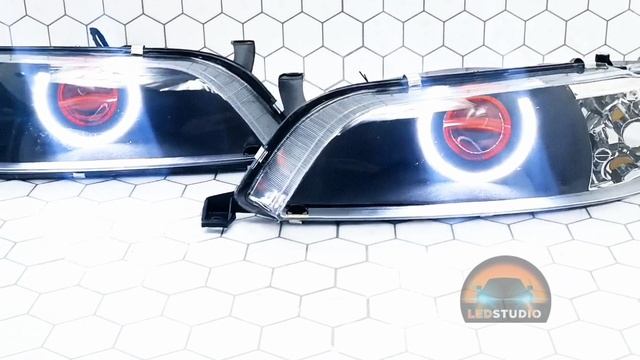 Тойота Марк 2 модернизация фар. Toyota Mark II светодиодный тюнинг комплект фар.