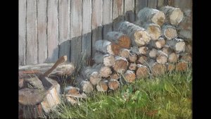 Дрова.Живопись маслом