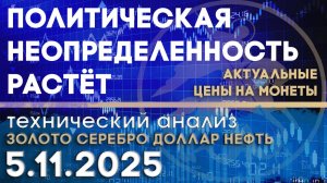 Политическая неопределённость растёт. Анализ рынка золота, серебра, нефти, доллара 5.11.2025 г