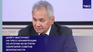 Шойгу выступает на пресс-конференции по итогам XIII встречи секретарей Советов Безопасности