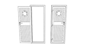 Судовая деревянная дверь C. Чертёж. Ship wooden door C. Drawings.