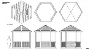 Парковая беседка А. Чертёж. Park arbor A. Drawings.