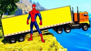 Человек-паук прыжки с трамплина на грузовиках для детей Мультфильм для детей Мультики про машинки