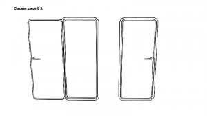 Судовая дверь G 3. Чертёж. Door G 3. Drawings.