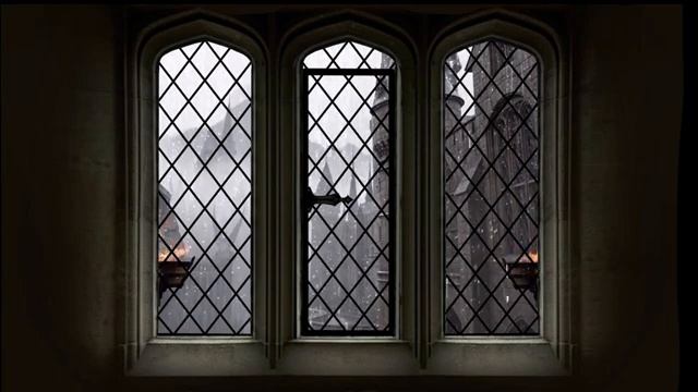 Hogwarts Castle Window Ambience Gentle Rain Projector Background Harry Potter Ambience смотреть онлайн