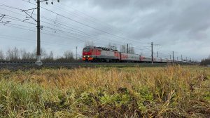 Электровоз ЭП2К-457 с пасс.поездом на перегоне, октябрь 2025 года