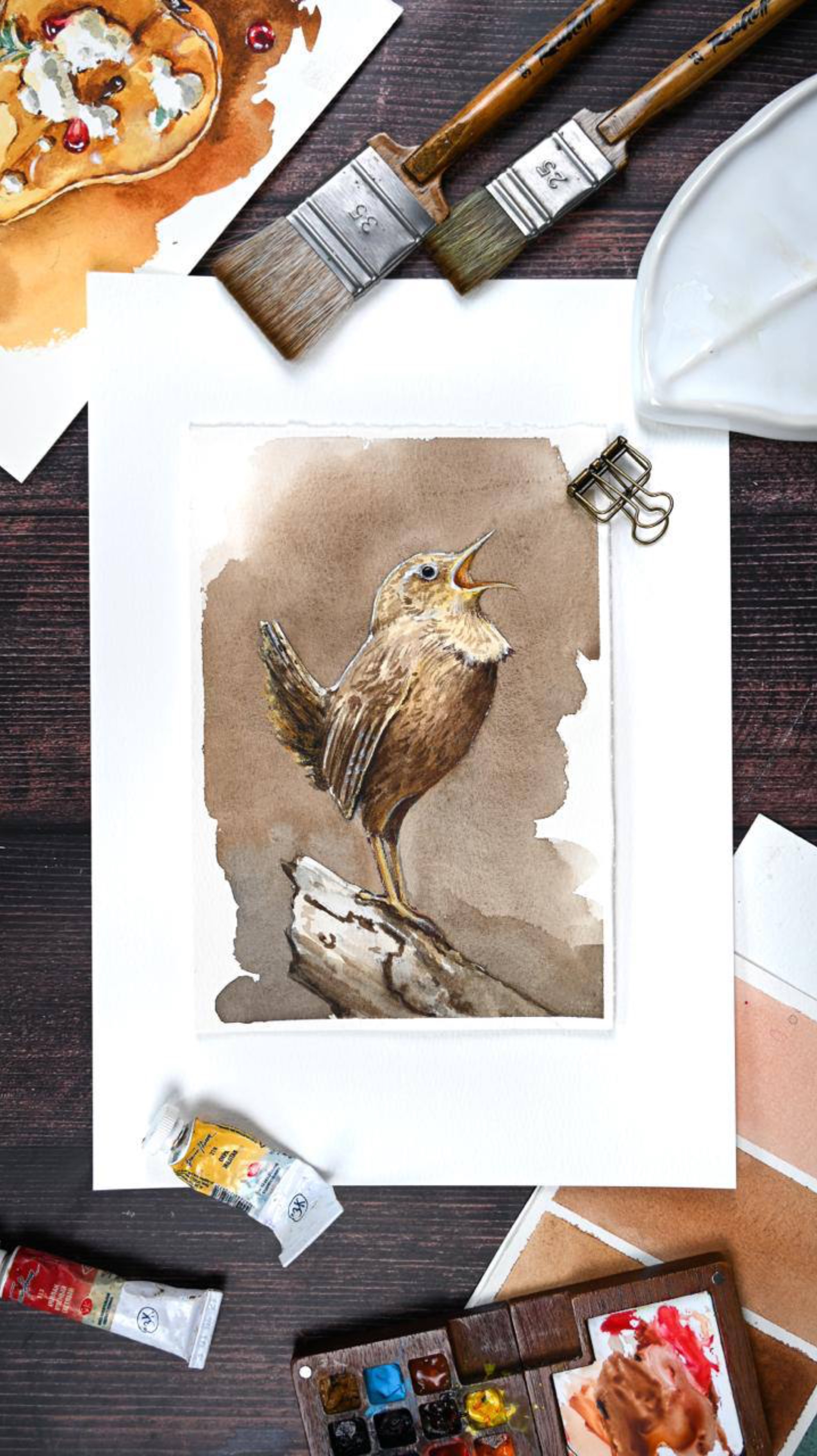 Рисуем маленькую птичку в клубе Акварельных завтраков 🎨✨ смотреть онлайн