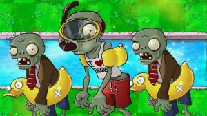 Растения против зомби. Разгром армии растений у бассейна.