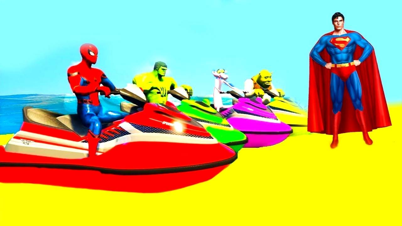 Человек-паук и супергерои на квадроциклах и гидроциклах. Мультфильмы для детей. Мультики для малышей