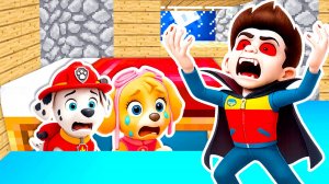 ЩЕНЯЧИЙ ПАТРУЛЬ СПРЯТАЛСЯ ПОД КРОВАТЬЮ РАЙДЕРА ВАМПИРА EXE в МАЙНКРАФТ