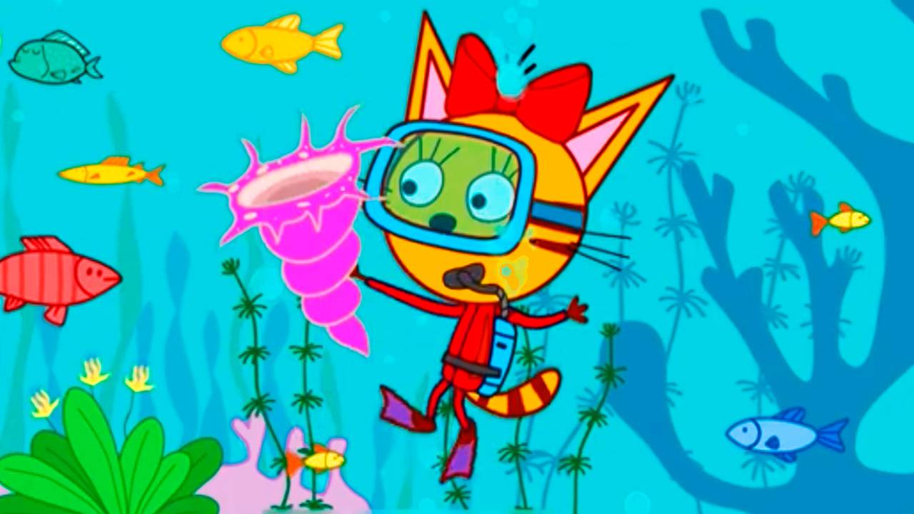 Карамелька раскраска / Три кота Раскраска / Карамелька под водой / Три кота три хвоста / мультик