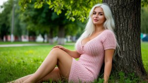 Зачётный бампер Упругие вишенки Сочная девушка в парке в короткой юбке