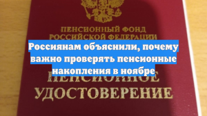 Россиянам объяснили, почему важно проверять пенсионные накопления в ноябре