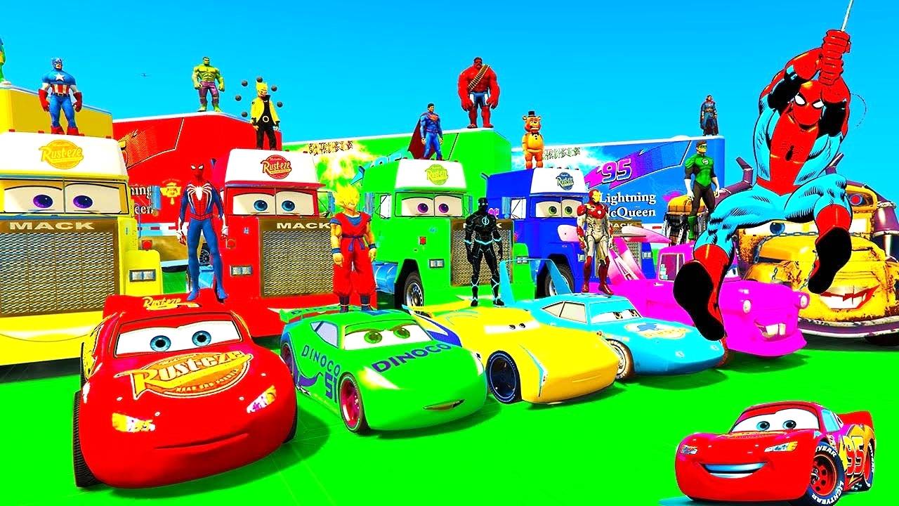 ЧЕЛОВЕК-ПАУК и Маккуин против Машинок Диснея! Супер Гонки с Халком и МАКОМ! Эпическое сражение!