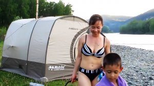 Мобильная баня палатка Мобиба МБ-12. Горный Алтай. Берег Катуни