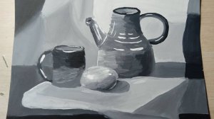 Урок 38. 🎨 Натюрморт в технике гризайль гуашью — урок для начинающих.