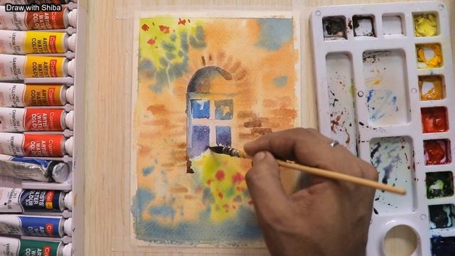 Мастер-класс по рисованию акварелью красивого цветка и окна для начинающих смотреть онлайн