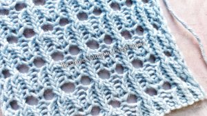 Ажурный узор спицами на основе резинки со скрещенными петлями
