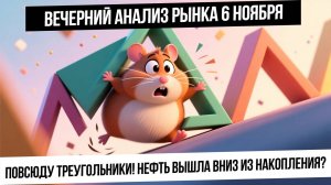 Вечерний анализ рынка 6 ноября. Накопления и треугольники в рынке! Нефть падает или ложный импульс?