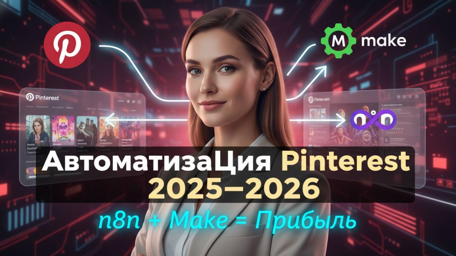 Автоматизация Pinterest через n8n  Make  автопостинг 2025 - 2026  Pinterest AI система контента