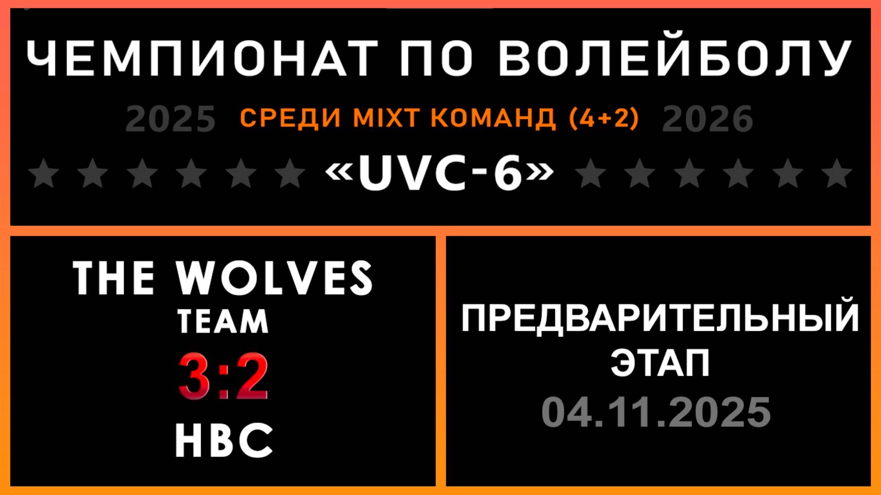 The wolves team - НВС, UVC-6 (Mixt) - Предварительный этап